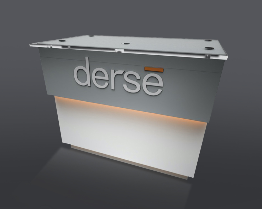 Standard Rectilinear Counter 2’ x 4’ with Overlay Trade Show Rental Counter