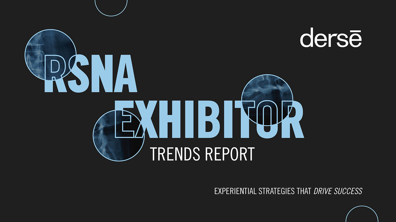 Graphic announcing the RSNA Exhibitor Trends Report is now available to request, featuring x-ray–inspired imagery.