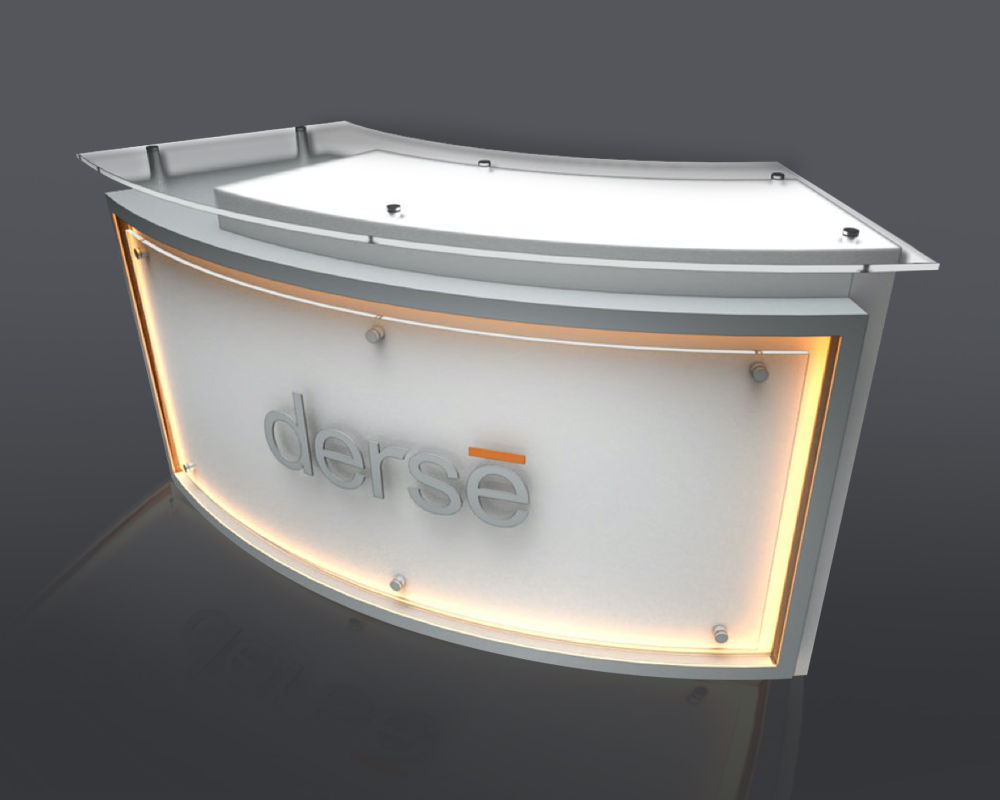 Premium Curvilinear Counter 2’ x 6’ Trade Show Rental Counter
