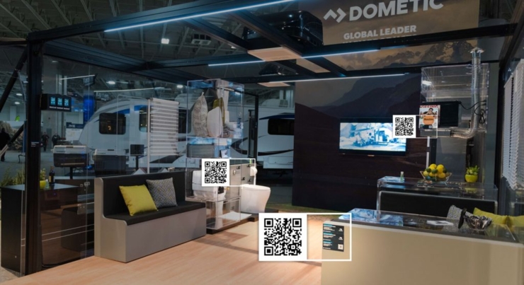 QR codes for interior pieces of exhibit booth